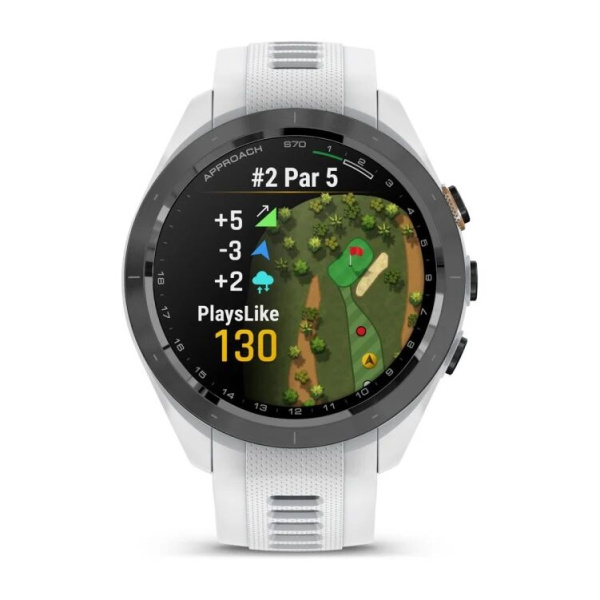 Garmin Approach S70 - 42 mm Black Ceramic Bezel with White Silicone Band