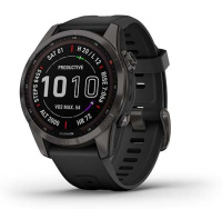 Мультиспортивные часы Garmin Fenix 7S Sapphire Solar, титановый угольно-серый DLC с силиконовым ремешком