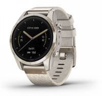 Мультиспортивные часы Garmin epix Pro (Gen 2) Sapphire Edition 42 мм, золотистый корпус с нейлоновым ремешком сливочного цвета
