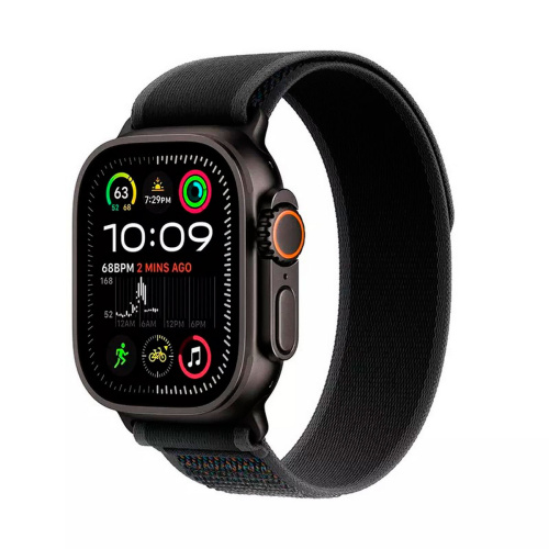 Apple Watch Ultra 2, 49mm, Black Titanium Case, Black Trail Loop, M/L, MX4V3