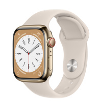 Apple Watch Series 8, 45 мм, Gold Stainless/Starlight sport