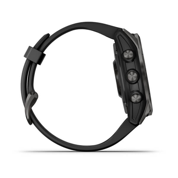 Мультиспортивные часы Garmin Fenix 7S Sapphire Solar, титановый угольно-серый DLC с силиконовым ремешком