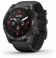 Мультиспортивные часы Garmin Epix Pro (Gen 2) Sapphire Edition 51 мм, титановый угольно-серый, DLC, черный силиконовый ремешок