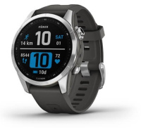 Мультиспортивные часы Garmin Fenix 7S, серебристый с графитовым силиконовым ремешком