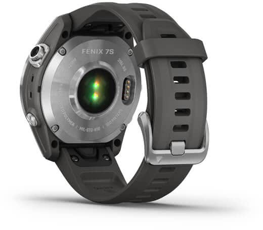 Мультиспортивные часы Garmin Fenix 7S, серебристый с графитовым силиконовым ремешком