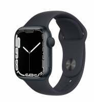 Часы Apple Watch Series 7 GPS 45mm Aluminum Case with Sport Band (Черный/ Темная ночь) MKN53