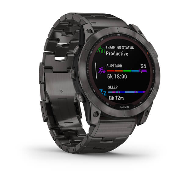 Мультиспортивные часы Garmin Fenix 7X Sapphire Solar титановый угольно-серый DLC с угольно-серым титановым DLC браслетом