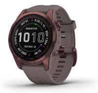 Мультиспортивные часы Garmin Fenix 7S Sapphire Solar, титановый темно-бронзовый с сланцево-серым силиконовым ремешком