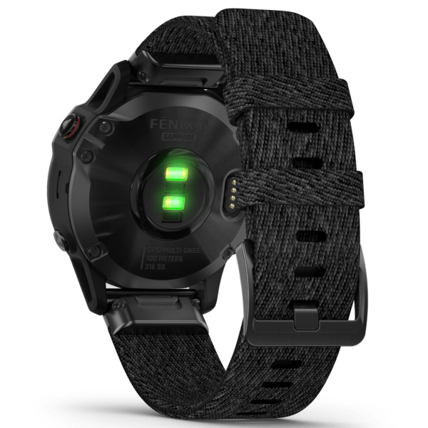 Мультиспортивные часы Garmin Fenix 6 Sapphire, черный DLC с плетеным черным нейлоновым ремешком