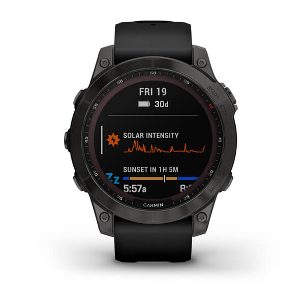 Мультиспортивные часы Garmin Fenix Sapphire Solar, титановый черный DLC с черным ремешком