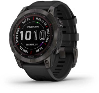 Мультиспортивные часы Garmin Fenix 7 Sapphire Solar, титановый серый DLC с черным ремешком