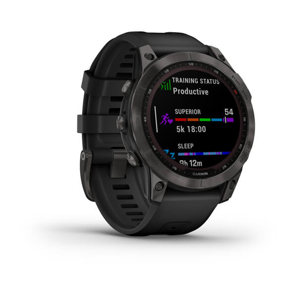 Мультиспортивные часы Garmin Fenix Sapphire Solar, титановый черный DLC с черным ремешком
