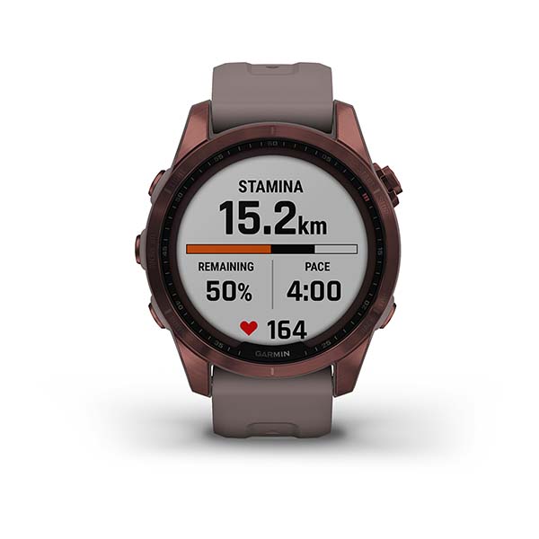 Мультиспортивные часы Garmin Fenix 7S Sapphire Solar, титановый темно-бронзовый с сланцево-серым силиконовым ремешком