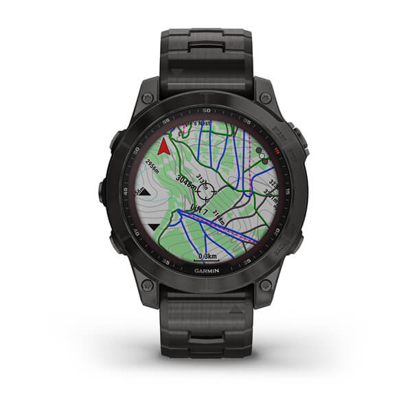 Мультиспортивные часы Garmin Fenix 7 Sapphire Solar, Sapphire Solar титановый угольно-серый DLC с угольно-серым титановым DLC браслетом