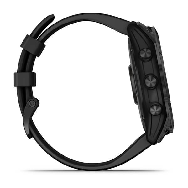 Мультиспортивные часы Garmin Fenix 7X Sapphire Solar титановый черный DLC с силиконовым ремешком