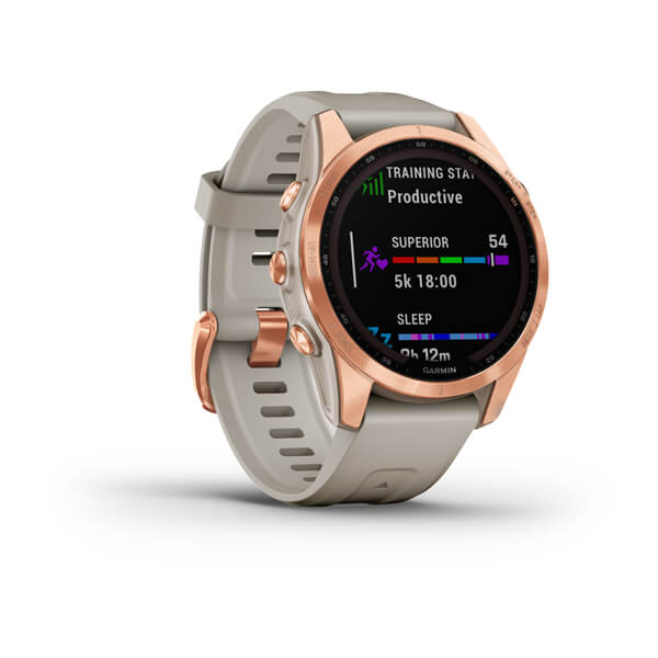 Мультиспортивные часы Garmin Fenix 7S, розовое золото с песочным силиконовым ремешком