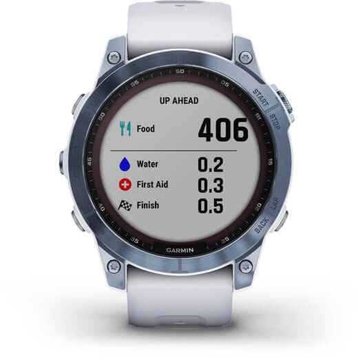 Мультиспортивные часы Garmin Fenix 7 Sapphire Solar, титановый синий минерал DLC с белым ремешком