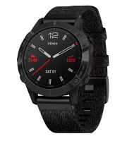 Мультиспортивные часы Garmin Fenix 6 Sapphire, черный DLC с плетеным черным нейлоновым ремешком