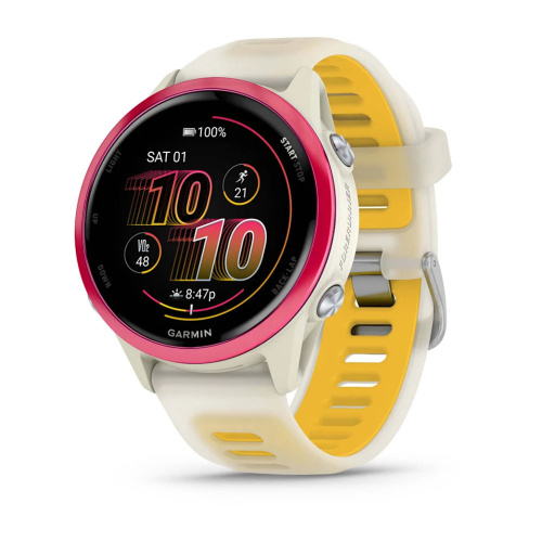 Фото Мультиспортивные часы Garmin ForeRunner 570 42mm Raspberry Aluminum with Translucent Bone/Mango Band