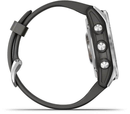 Мультиспортивные часы Garmin Fenix 7S, серебристый с графитовым силиконовым ремешком