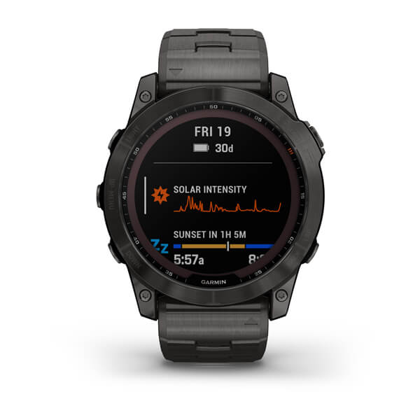 Мультиспортивные часы Garmin Fenix 7X Sapphire Solar титановый угольно-серый DLC с угольно-серым титановым DLC браслетом