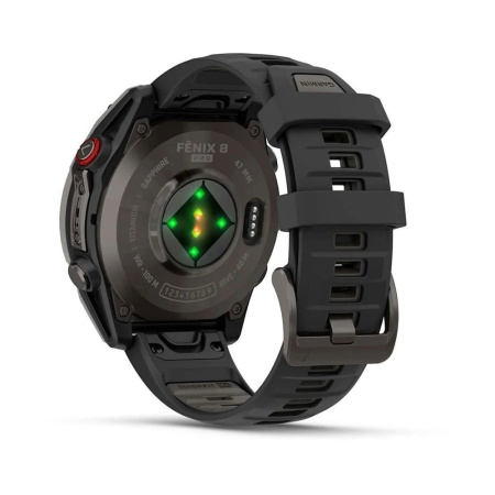 Умные часы Garmin Fenix 8 Pro, 51 мм, Amoled Sapphire Lens Tinanium With Graphite/Black Silicone Band фото