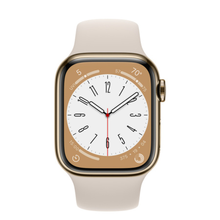 Apple Watch Series 8, 45 мм, Gold Stainless/Starlight sport