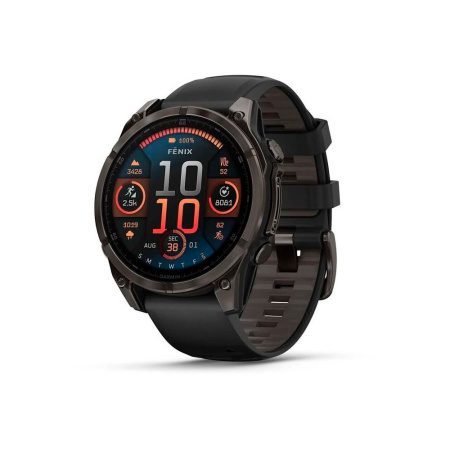 Умные часы Garmin Fenix 8, 47 мм, Amoled Sapphire Carbon Gray DLC Titanium with Black/Pebble Gray Silicone