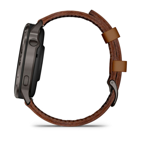 Мультиспортивные часы Garmin Venu 4, 45 мм, Slate with Black Silicone Band and Brown Leather Band фото