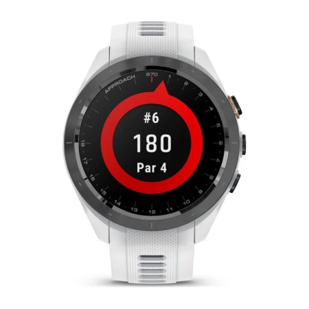 Garmin Approach S70 - 47 mm Black Ceramic Bezel with White Silicone Band