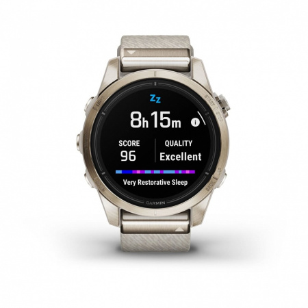 Мультиспортивные часы Garmin epix Pro (Gen 2) Sapphire Edition 42 мм, золотистый корпус с нейлоновым ремешком сливочного цвета