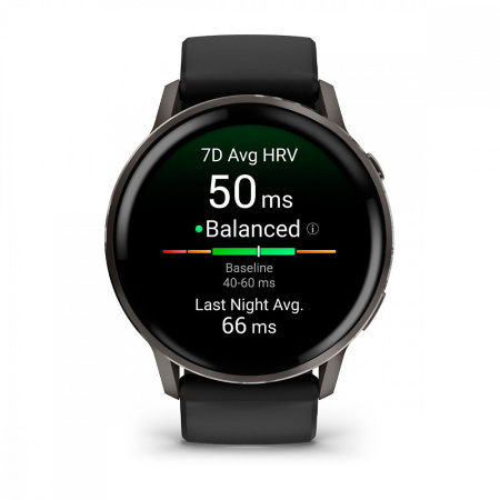 Мультиспортивные часы Garmin Venu 4, 45 мм, Slate with Black Silicone Band фото