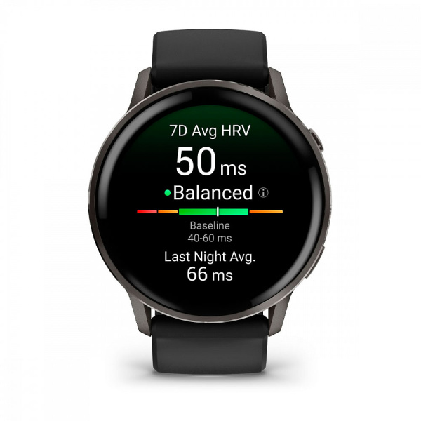 Мультиспортивные часы Garmin Venu 4, 45 мм, Slate with Black Silicone Band фото
