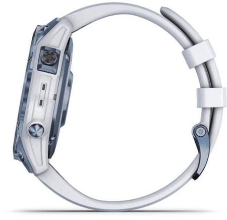 Мультиспортивные часы Garmin Fenix 7 Sapphire Solar, титановый синий минерал DLC с белым ремешком