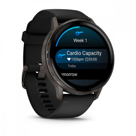 Мультиспортивные часы Garmin Venu 4, 45 мм, Slate with Black Silicone Band фото