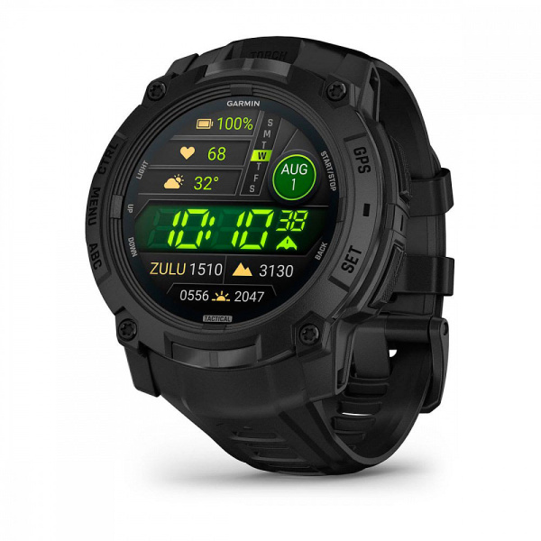 Мультиспортивные часы Garmin INSTINCT 3, 50 mm, AMOLED, Tactical Edition Black with Black Band