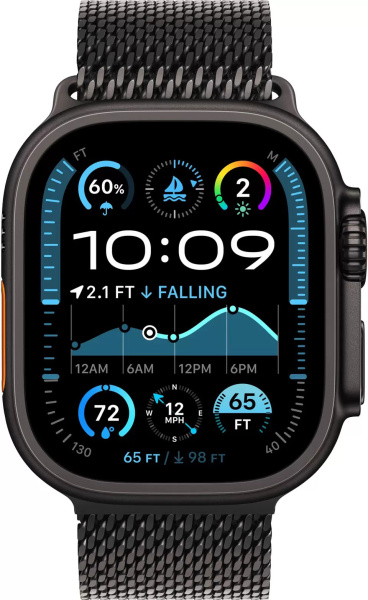 Apple Watch Ultra 2, 49 mm, Black Titanium Case with Black Milanese Loop (M) фото