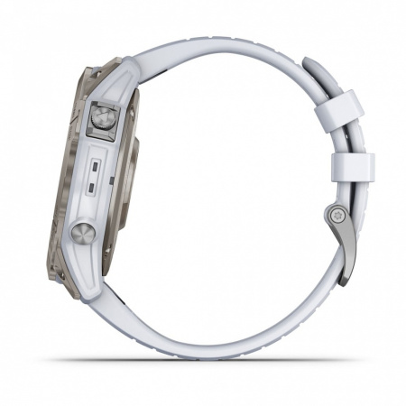 Мультиспортивные часы Garmin Epix Pro (Gen 2) Sapphire Edition 51 мм, титановый белый, DLC, белый силиконовый ремешок
