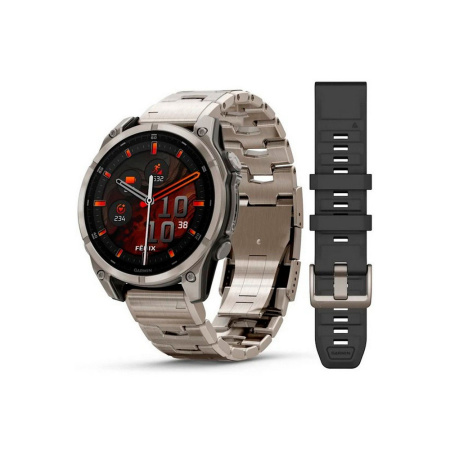 Умные часы Garmin Fenix 8, 47 мм, Amoled Sapphire Titanium Band,Graphite Silicone Band