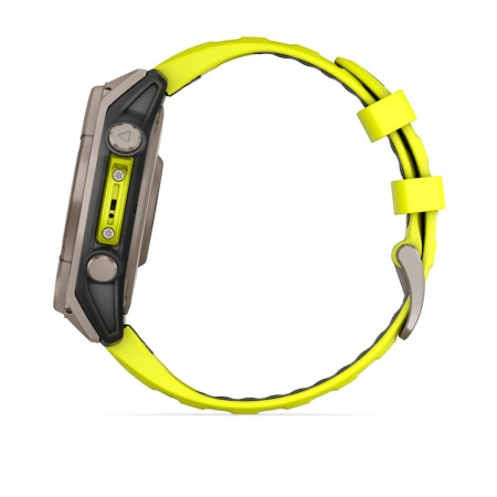 Умные часы Garmin Fenix 8, 51мм Solar Sapphire Carbon Gray DLC Titanium with Amp Yellow/Graphite Silicone Band