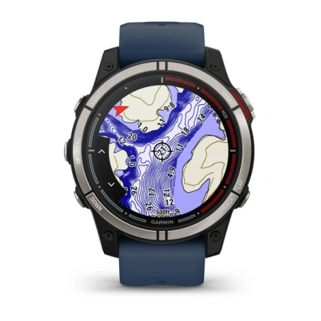 Мультиспортивные часы Garmin Quatix 7 Sapphire титановый с синим силиконовым ремешком