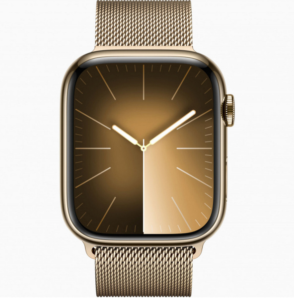 Apple Watch Series 9, 41mm, Stainless Steel, Gold/ Milanese Loop