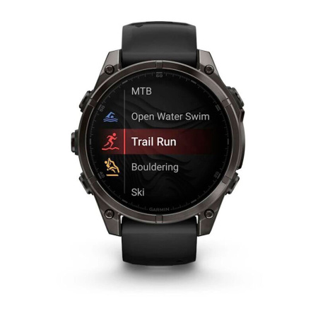 Умные часы Garmin Fenix 8, 47 мм, Amoled Sapphire Carbon Gray DLC Titanium with Black/Pebble Gray Silicone