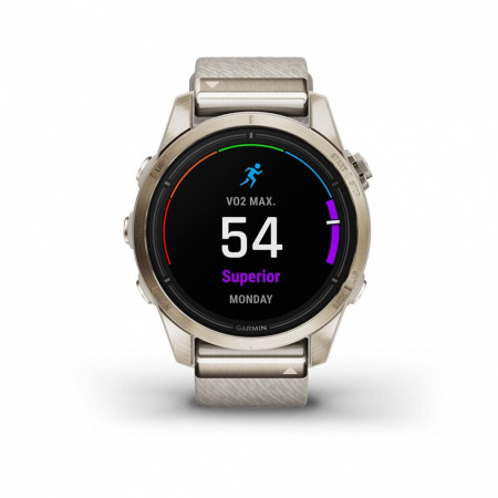 Мультиспортивные часы Garmin epix Pro (Gen 2) Sapphire Edition 42 мм, золотистый корпус с нейлоновым ремешком сливочного цвета