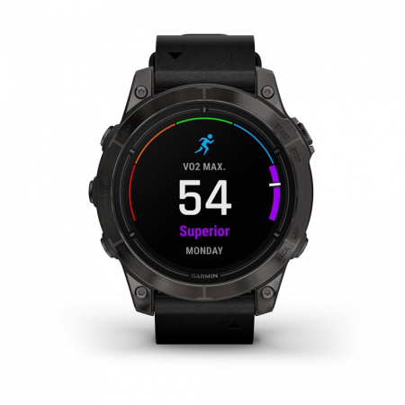 Мультиспортивные часы Garmin Epix Pro (Gen 2) Sapphire Edition 47 мм, титановый, угольно-серый DLC, черный кожаный ремешок