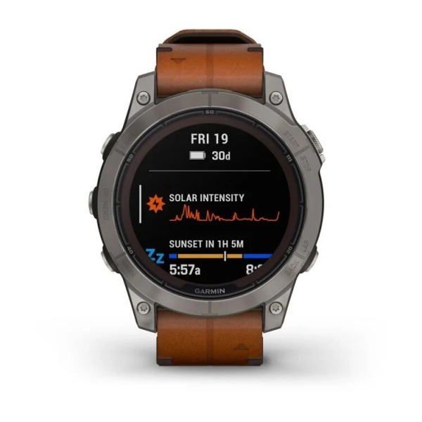 Мультиспортивные часы Garmin Fenix 7 Pro  Sapphire Solar Carbon Gray with Chestnut Leather Band