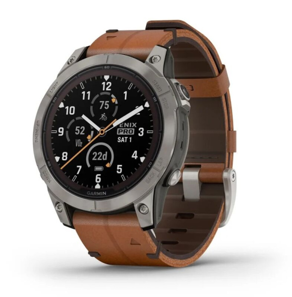 Мультиспортивные часы Garmin Fenix 7 Pro  Sapphire Solar Carbon Gray with Chestnut Leather Band