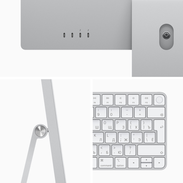 Apple iMac 24" Retina 4K, M1 (8C CPU, 8C GPU), 8 ГБ, 256 ГБ SSD, Silver (серебристый), английская клавиатура