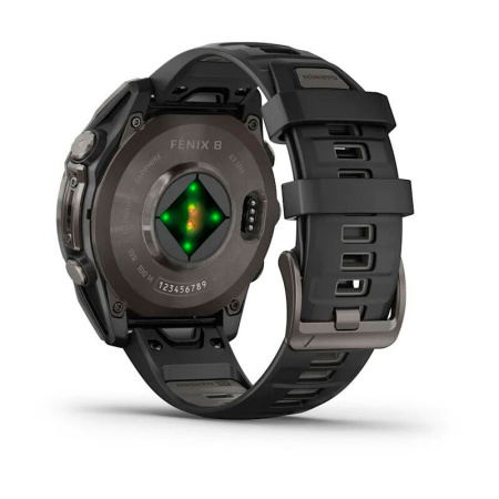 Умные часы Garmin Fenix 8, 47 мм, Amoled Sapphire Carbon Gray DLC Titanium with Black/Pebble Gray Silicone