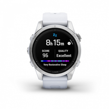 Мультиспортивные часы Garmin epix Pro (Gen 2) Standard Edition 42 мм, серебристый корпус, белый ремешок